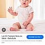 baby, barefoot, bed, big_eyes, browser_ui, button, child, hair, hand, infant, mobile_screenshot, onesie, portrait, sitting, soft_light, surprised_expression, text, thumbnail, website, white_background