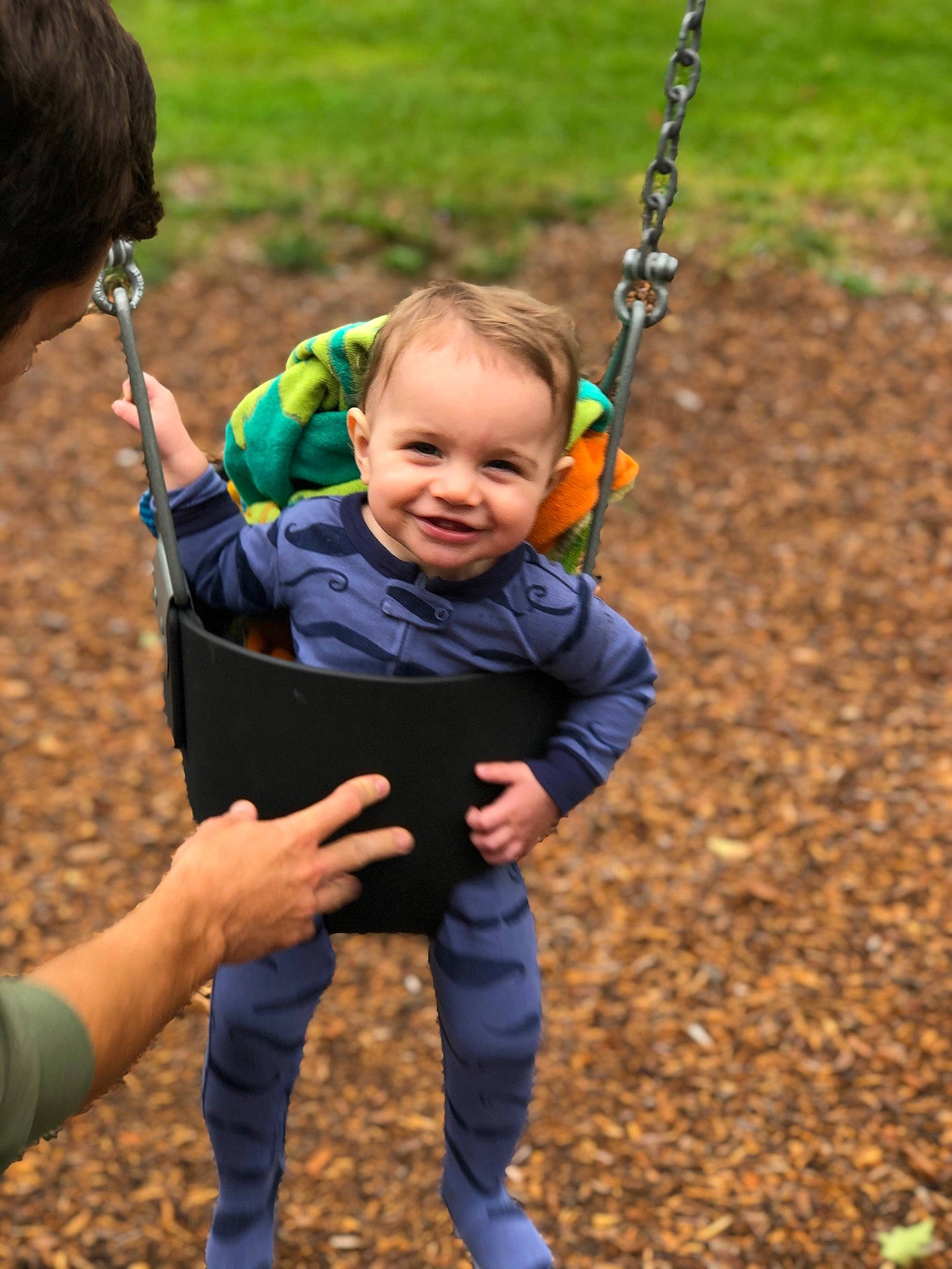 Caspian joined the competition — help win amazing prizes! baby, child, fun, happy, human_settlement, jeans, joy, leaf, outdoor_play_equipment, person, plant, play, playground, public_space, recreation, smile, soil, swing, toddler, tree