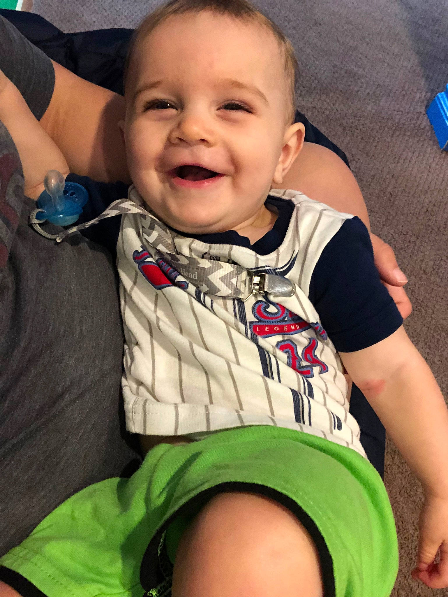 Caspian joined the competition — help win amazing prizes! arm, baby, cheek, child, eye, facial_expression, happy, laugh, leg, person, play, sitting, skin, smile, thigh, toddler