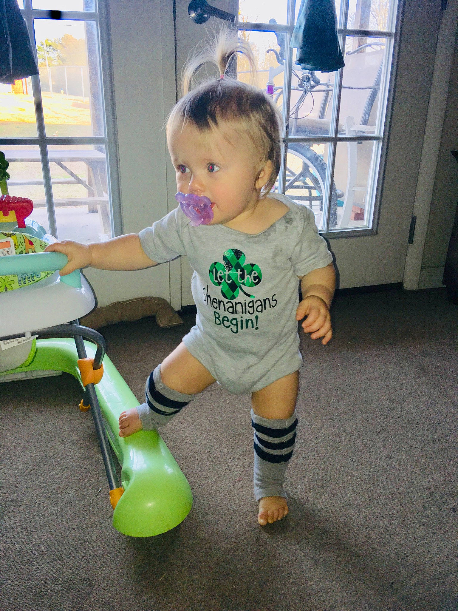 Kambrie joined the competition — help win amazing prizes! arm, boy, child, day, fun, green, infant, leg, person, play, product, skin, standing, toddler, toy, yellow