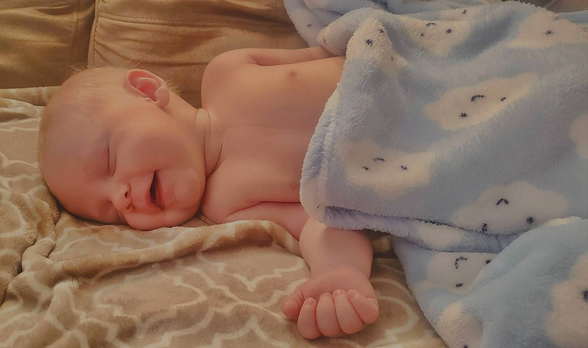 Maximus is registered to the contest to win money with this photo: baby, baby_sleeping, baby_toddler_clothing, barefoot, bedding, bedtime, child, comfort, finger, flesh, foot, fur, human_leg, linens, nap, neck, pattern, person, sand, skin