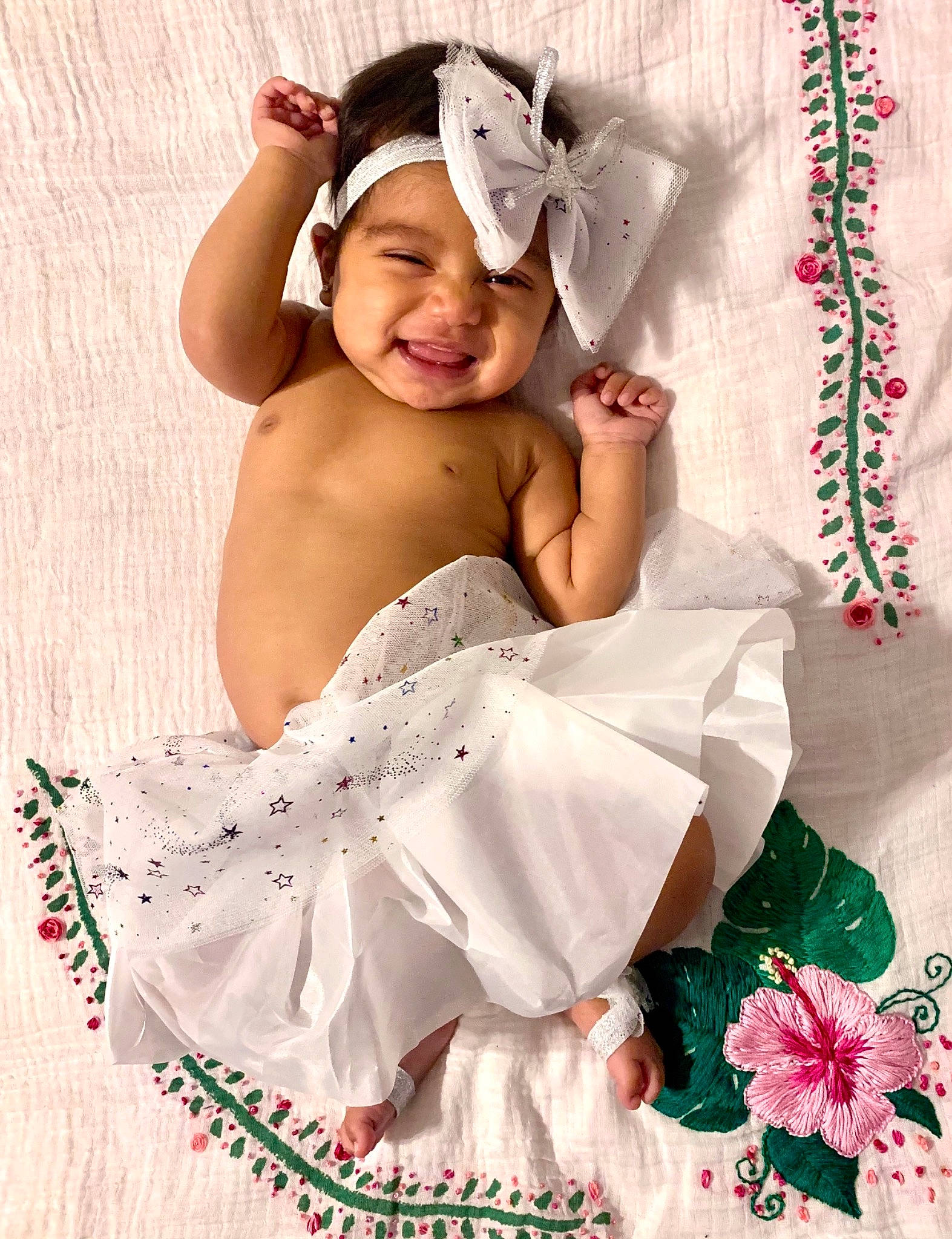 Jimena joined the competition — help win amazing prizes! baby, baby_products, baby_toddler_clothing, child_model, costume, costume_accessory, craft, day_dress, embellishment, hair_accessory, headband, headwear, joy, nose, person, photo_shoot, stomach, toddler