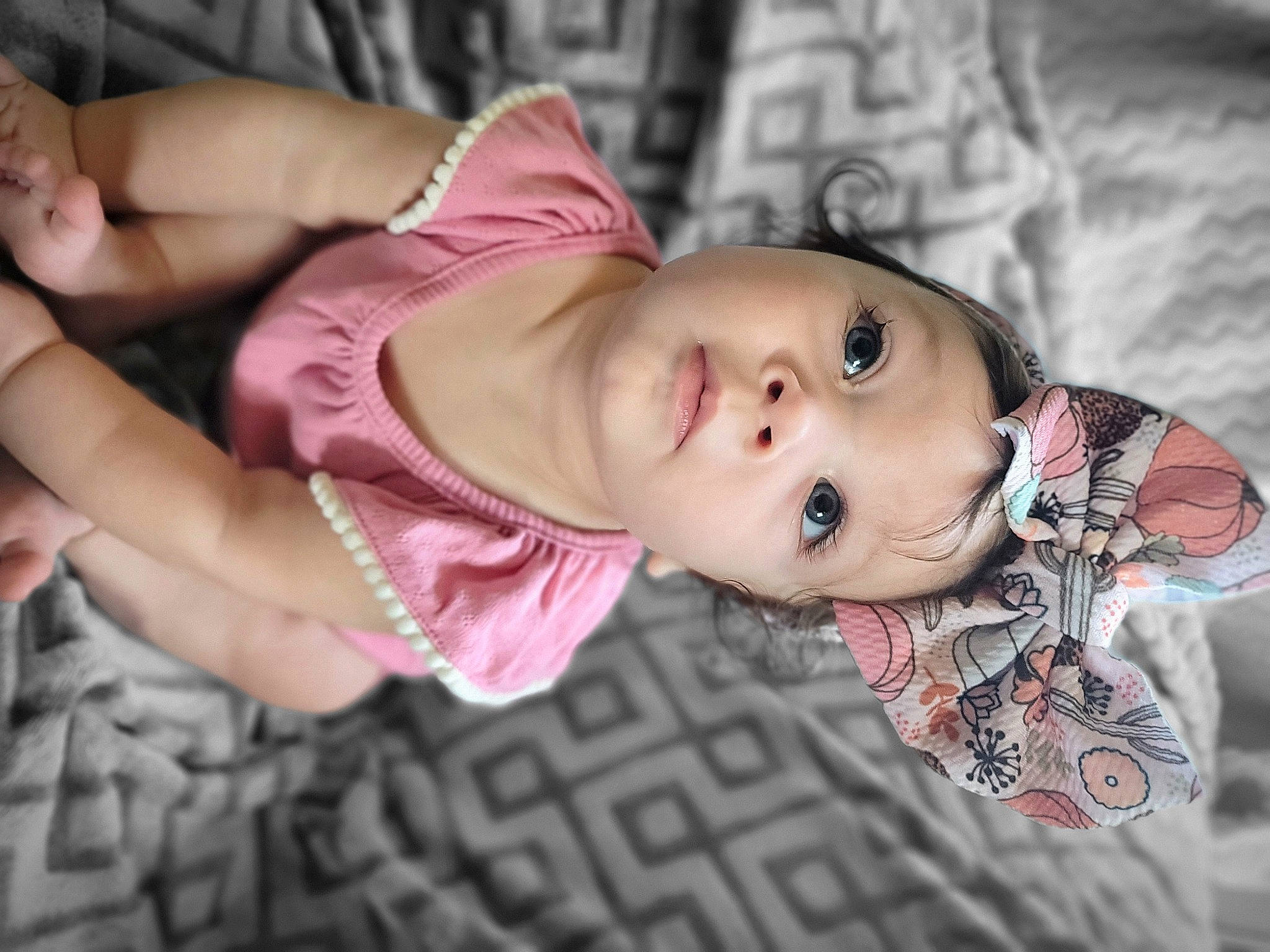 Everlee joined the competition — help win amazing prizes! abdomen, baby, black_hair, cheek, chest, child, eyelash, flash_photography, happy, headwear, human_body, lip, mouth, nose, pattern, person, pink, skin, thigh, toddler