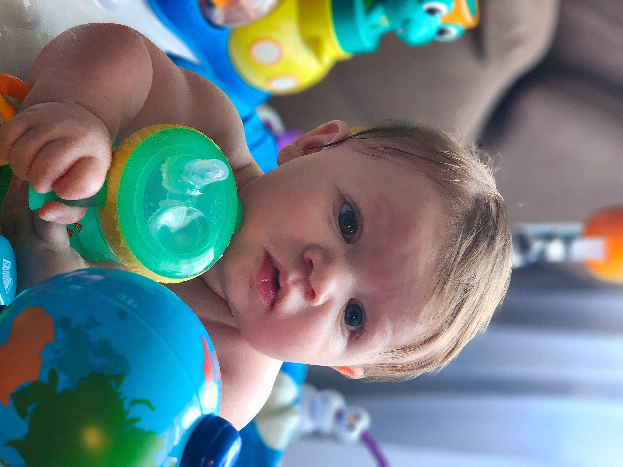 Kevin joined the competition — help win amazing prizes! baby, baby_products, baby_toddler_clothing, baby_toys, cheek, child, circle, electric_blue, event, fun, happy, leisure, party, party_supply, person, plastic_bottle, play, smile, toddler, toy