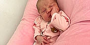 Elena is registered to the contest to win money with this photo: baby, blanket, child, clothing, comfort, cozy, cushion, cute, indoor, infant, newborn, peaceful, pink, plush, portrait, relaxed, resting, sleeping, soft, warm
