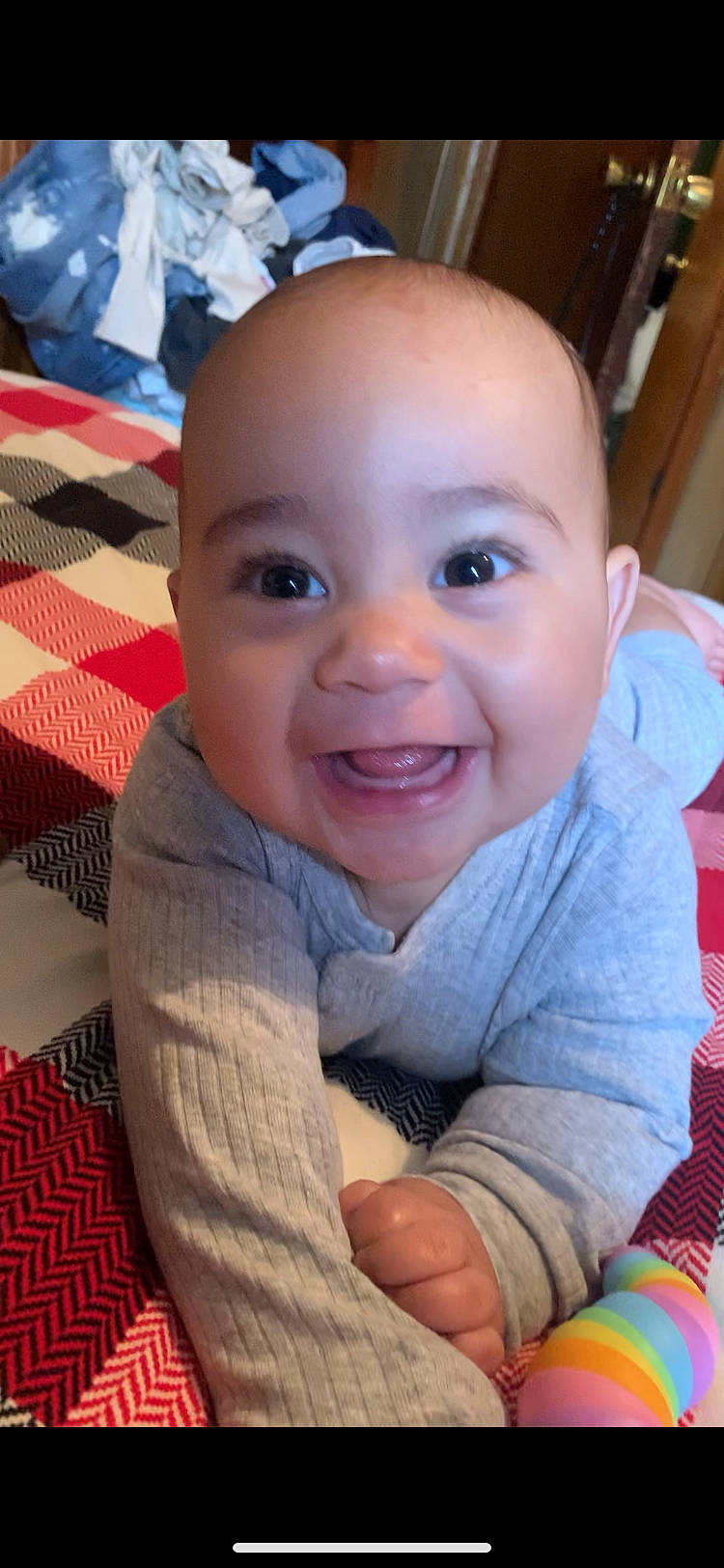 Khalil joined the competition — help win amazing prizes! baby, baby_toddler_clothing, blue, cheek, chin, comfort, eyebrow, face, facial_expression, finger, happy, head, iris, joy, lip, mouth, nose, person, skin, sleeve