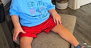 Mateo joined the competition — help win amazing prizes! blue_tshirt, casual_clothing, chair, child, cute, face, flooring, furniture, happy, home, indoor, person, plant, red_shorts, sandals, sitting, smiling, television, toddler, wood_floor
