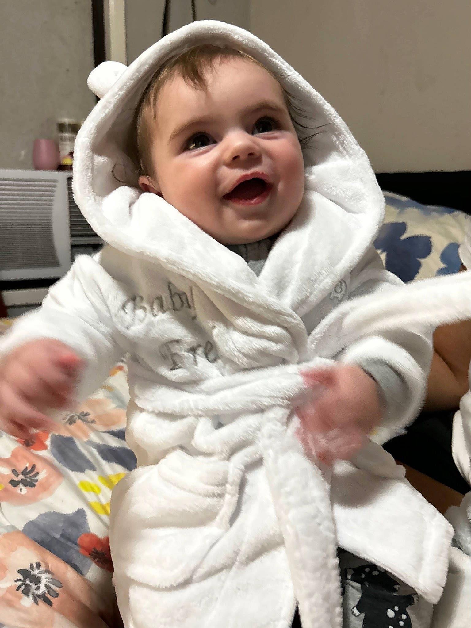 Frederick joined the competition — help win amazing prizes! baby, baby_products, baby_toddler_clothing, cheek, child, comfort, eye, finger, fun, fur, gesture, happy, jewellery, linens, outerwear, person, sitting, sleeve, smile, thumb