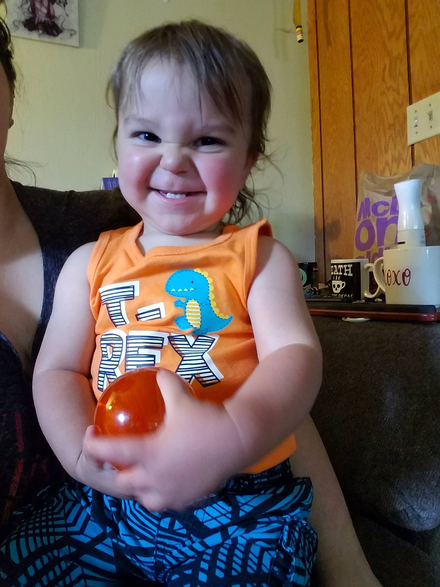 Akira is registered to the contest to win money with this photo: baby, child, joy, person, play, smile, toddler