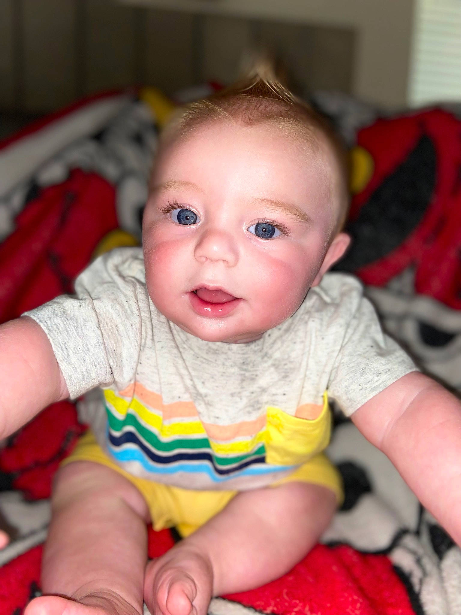 Indigo joined the competition — help win amazing prizes! baby, baby_toddler_clothing, cheek, child, chin, comfort, eye, finger, flooring, fun, happy, head, iris, nose, pattern, person, sitting, skin, sleeve, smile