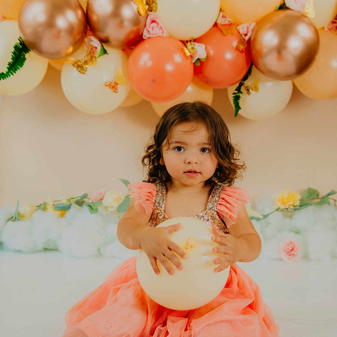 Milani joined the competition — help win amazing prizes! balloon, bodypart, child, clothing, dress, face, female, finger, fun, girl, hand, happy, head, people, person, photography, portrait, sitting, smile, sphere