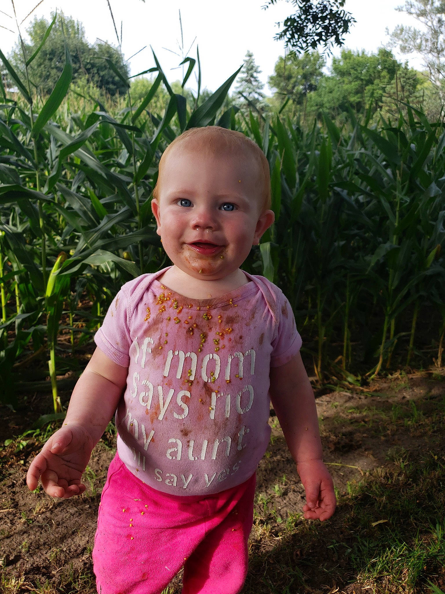 Tinley is registered to the contest to win money with this photo: adaptation, baby, child, face, grass, grass_family, green, happy, head, joy, leaf, person, pink, plant, skin, smile, soil, summer, toddler