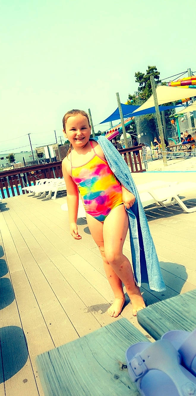 Carolyn joined the competition — help win amazing prizes! barefoot, brassiere, chest, fun, happy, joy, leg, leisure, leotard, maillot, one_piece_swimsuit, person, sky, smile, sportswear, summer, swimming_pool, swimsuit_top, swimwear, thigh