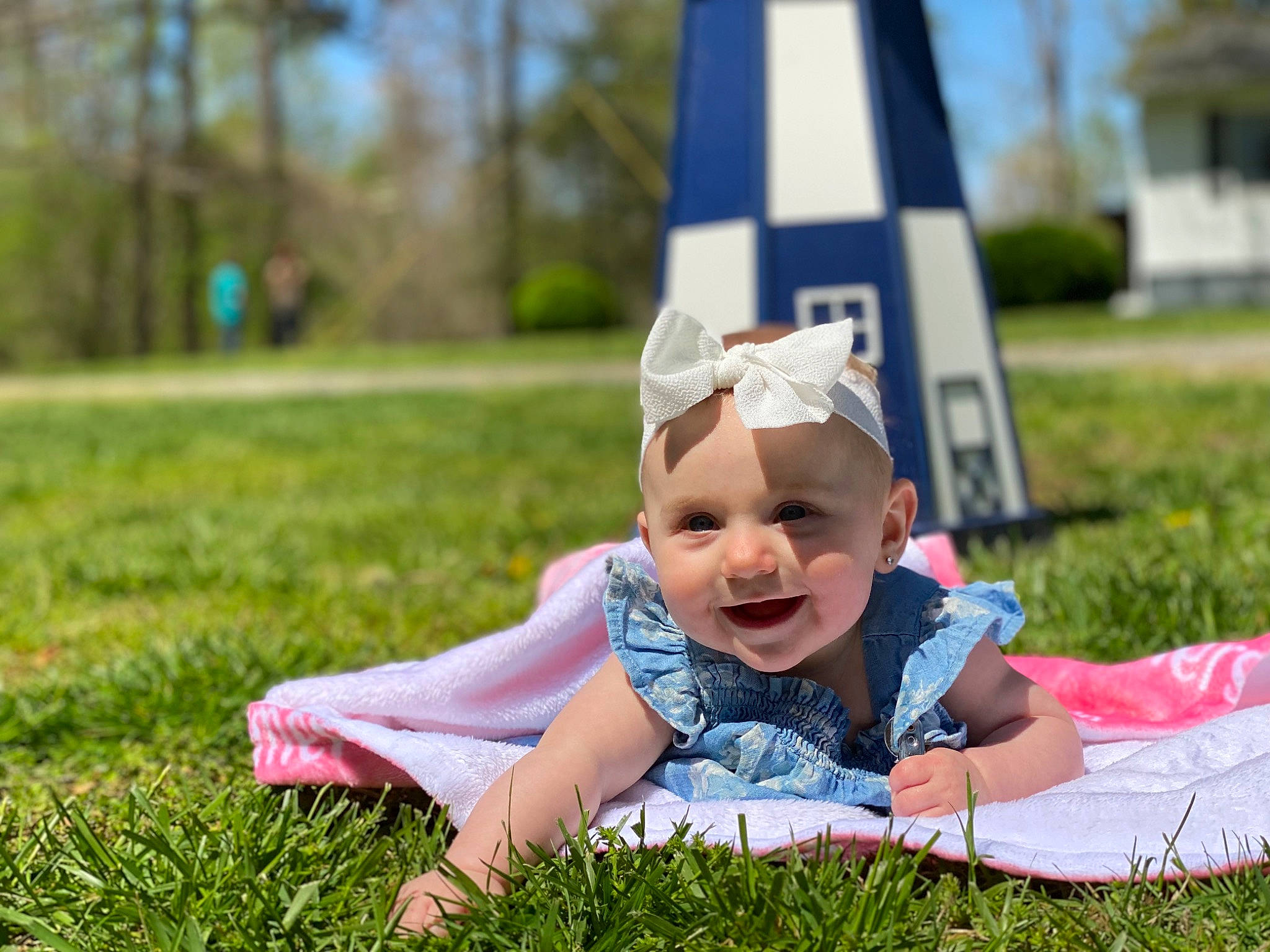 Emmerson joined the competition — help win amazing prizes! baby, baby_toddler_clothing, child, face, fun, grass, grassland, happy, hat, headwear, joy, lawn, leisure, meadow, people_in_nature, person, plant, recreation, sitting, smile