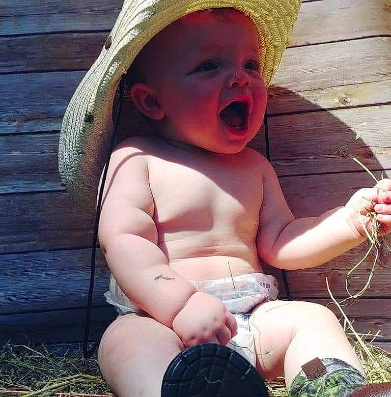 Kyrin joined the competition — help win amazing prizes! baby, baby_laughing, beanie, bonnet, cap, child, cool, facial_expression, fashion_accessory, hand, happy, hat, headgear, knit_cap, person, play, smile, summer, sun_hat, toddler