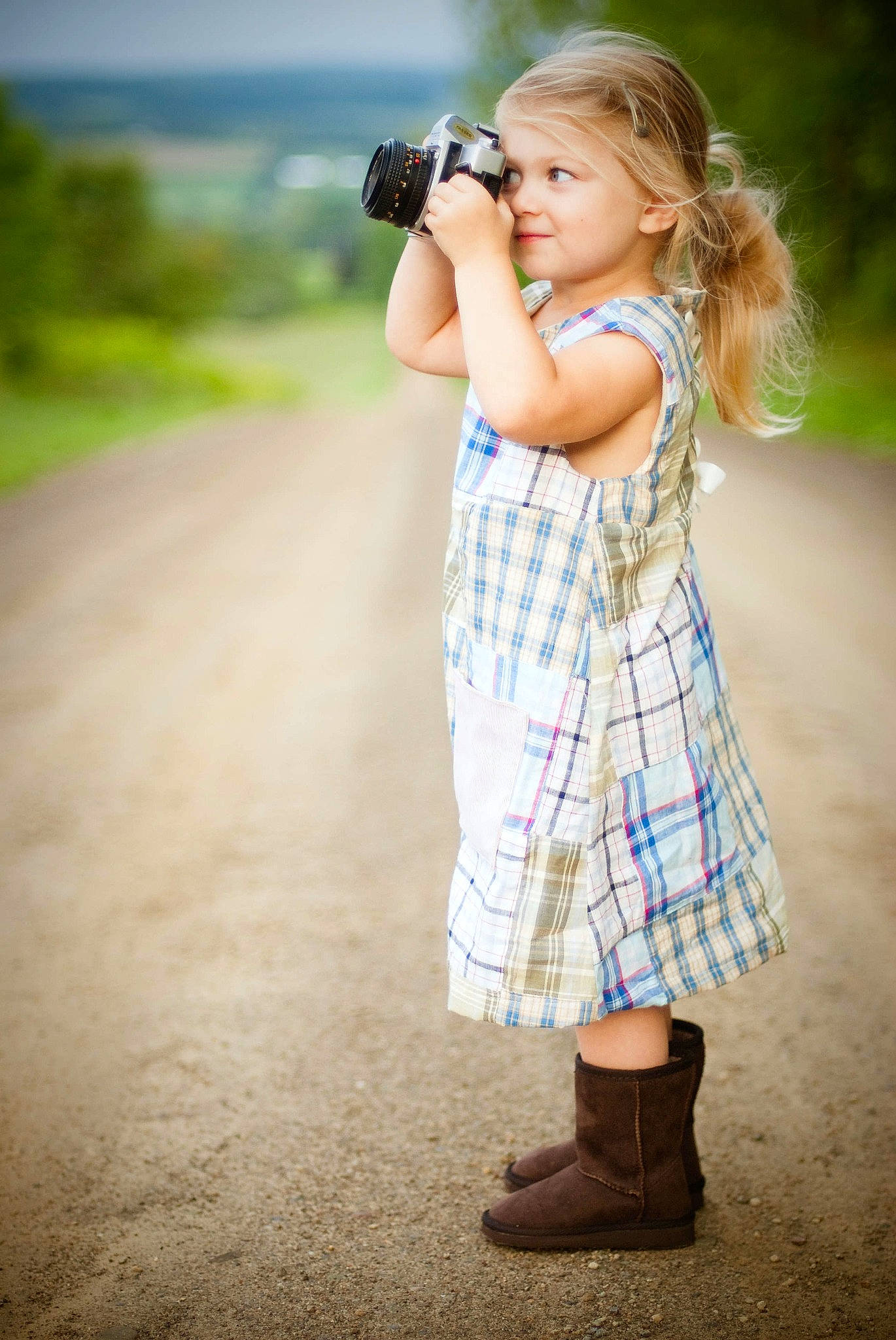 Trisha is registered to the contest to win money with this photo: cool, dress, flash_photography, gesture, grass, hairstyle, hand, happy, joy, nature, people_in_nature, person, photographer, plaid, plant, shoulder, skin, standing, sunlight, tartan