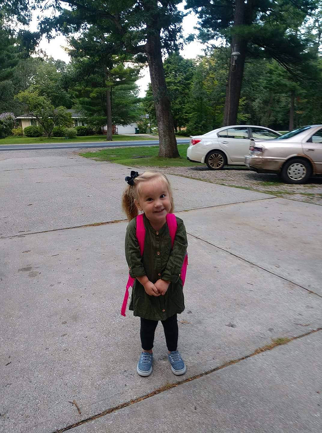 Alisyn is registered to the contest to win money with this photo: asphalt, car, child, family_car, joy, luxury_vehicle, minivan, parking, person, photography, plant, road, sidewalk, snapshot, sport_utility_vehicle, subcompact_car, toddler, tree, vacation, vehicle