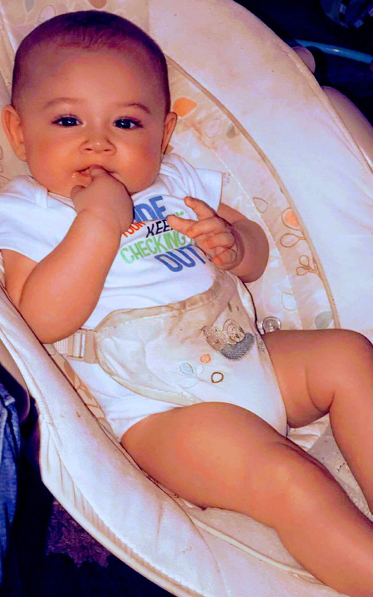 Esaiah is registered to the contest to win money with this photo: abdomen, baby, cheek, child, diaper, leg, person, product, thigh, toddler