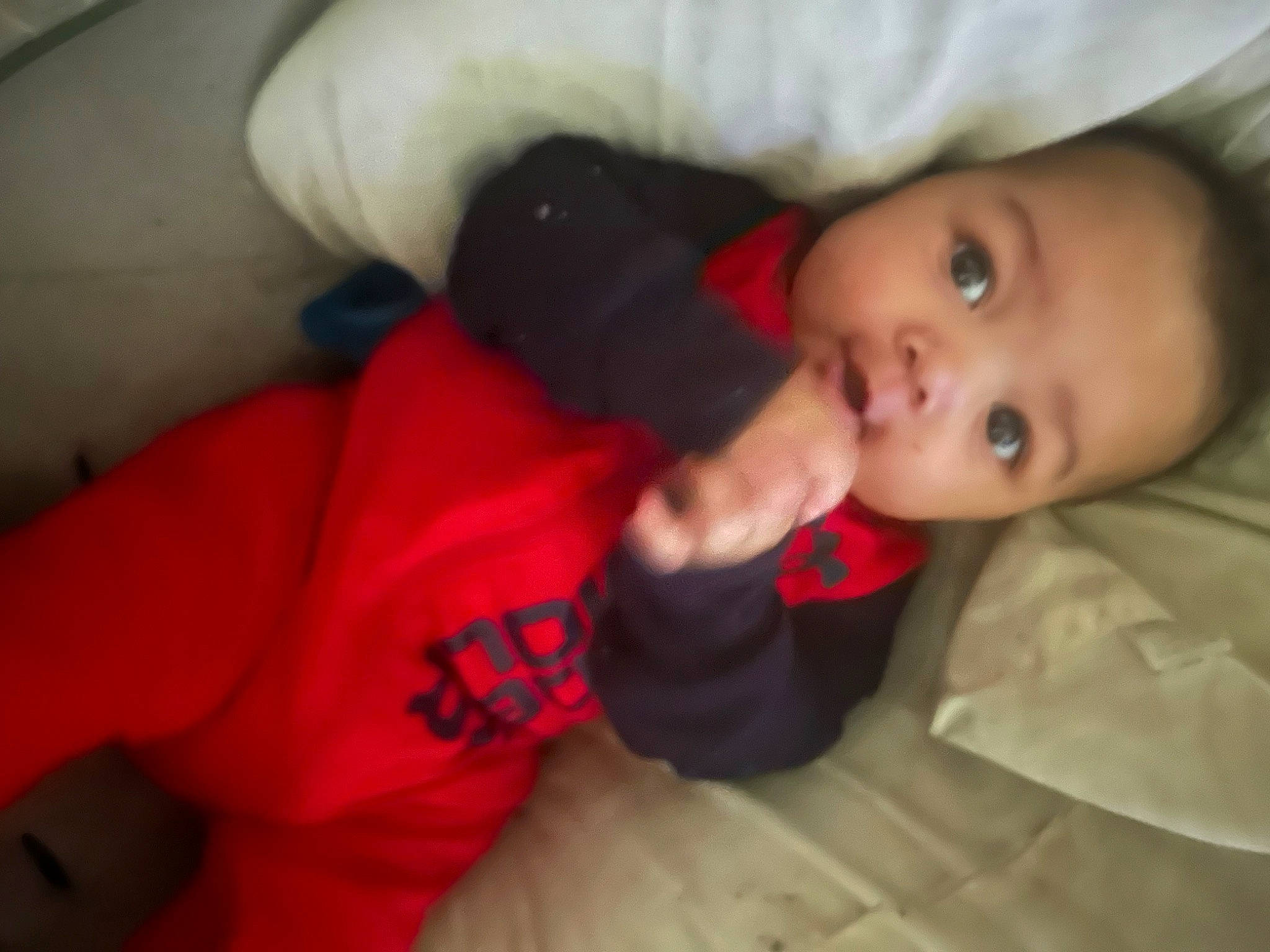 Kaisyn joined the competition — help win amazing prizes! baby, baby_toddler_clothing, carmine, cheek, child, comfort, elbow, eyebrow, eyelash, facial_expression, finger, iris, lip, mouth, nose, person, room, sitting, skin, sleeve