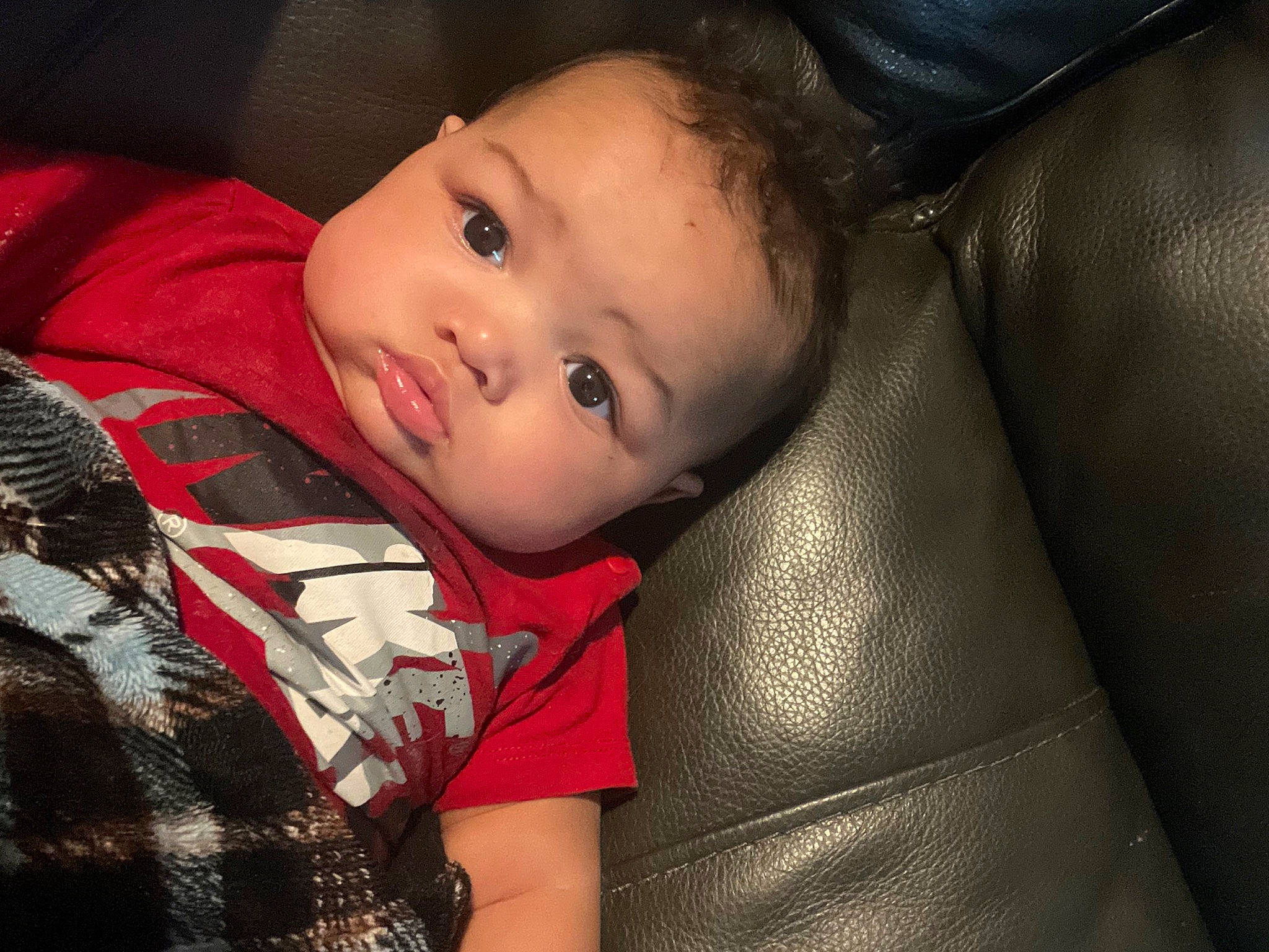 Kaisyn joined the competition — help win amazing prizes! baby, baby_toddler_clothing, car_seat, carmine, cheek, child, comfort, elbow, eye, flash_photography, fun, human_body, human_leg, iris, lip, nose, person, sitting, smile, t_shirt