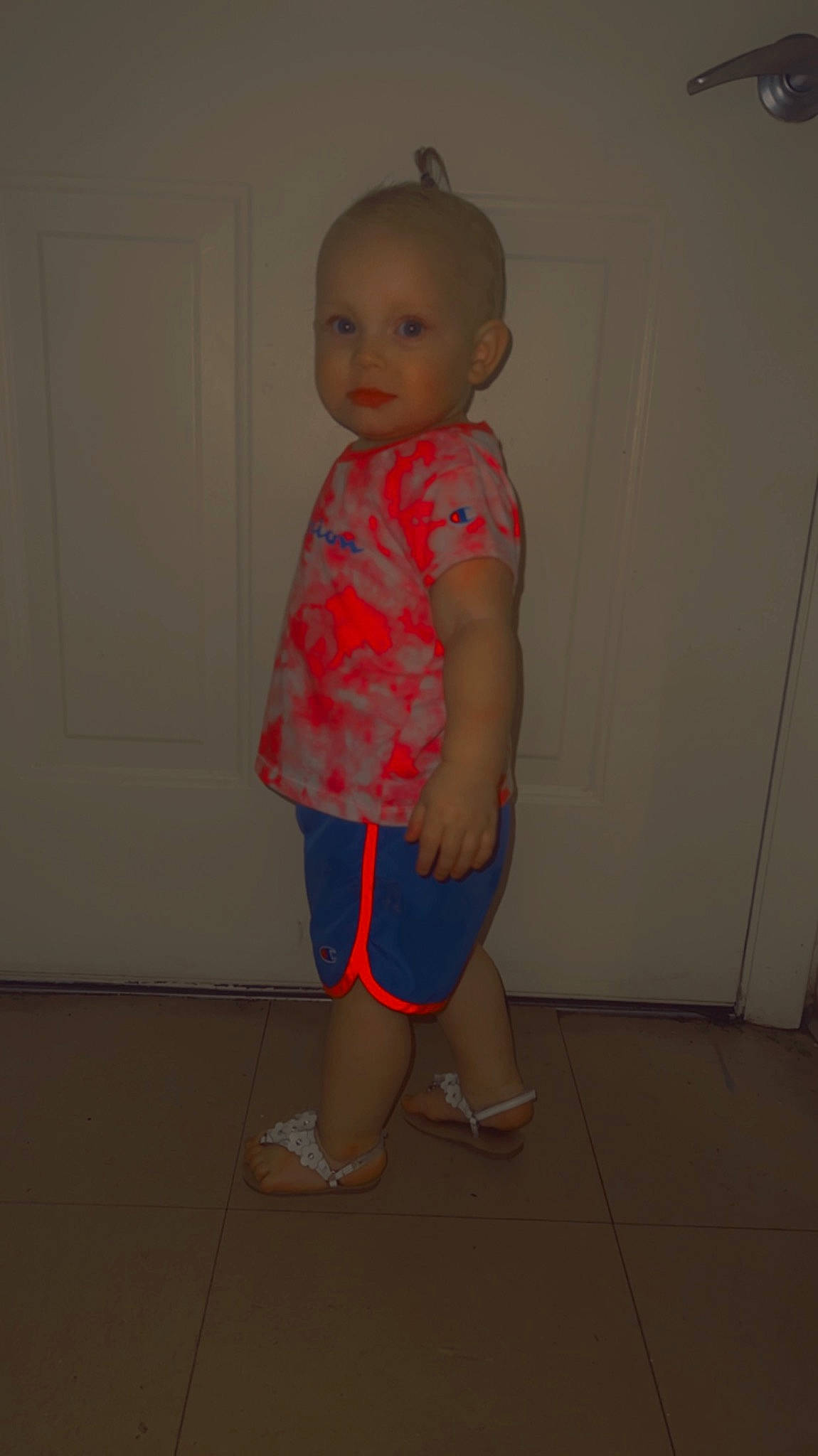 Kayonna joined the competition — help win amazing prizes! arm, baby, baby_toddler_clothing, child, elbow, electric_blue, floor, flooring, human_body, human_leg, knee, pattern, person, sleeve, sportswear, t_shirt, thigh, toddler, trunk, waist