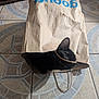 Shadow is registered to the contest to win money with this photo: animal, black_cat, cat, crumpled_bag, curious, domestic_cat, feline, floor, handle, head, indoor, light, lying_down, paper_bag, pattern, peeking, pet, playful, shadow, tile_floor
