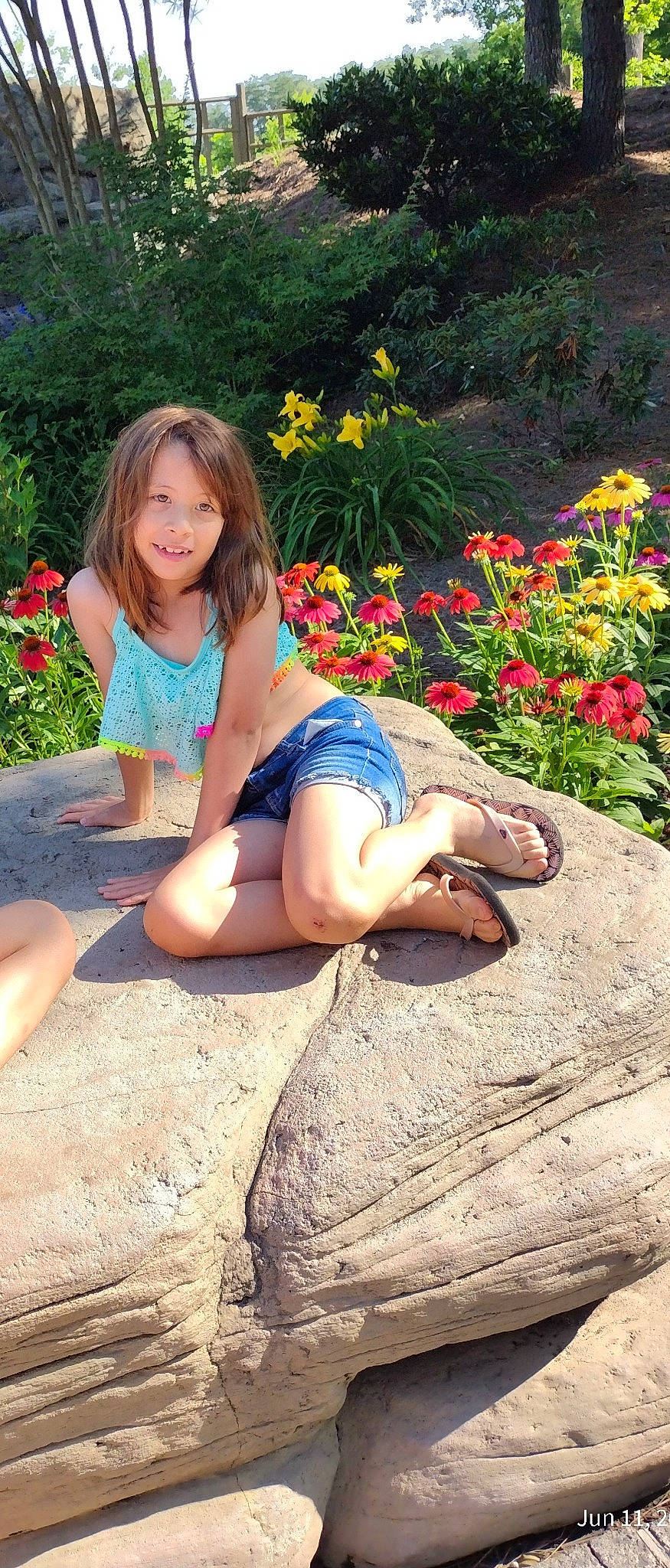 Sabina joined the competition — help win amazing prizes! eye, flip_flops, flower, foot, grass, happy, head, human_leg, jean_short, joy, knee, leg, leisure, long_hair, people_in_nature, person, plant, smile, summer, thigh