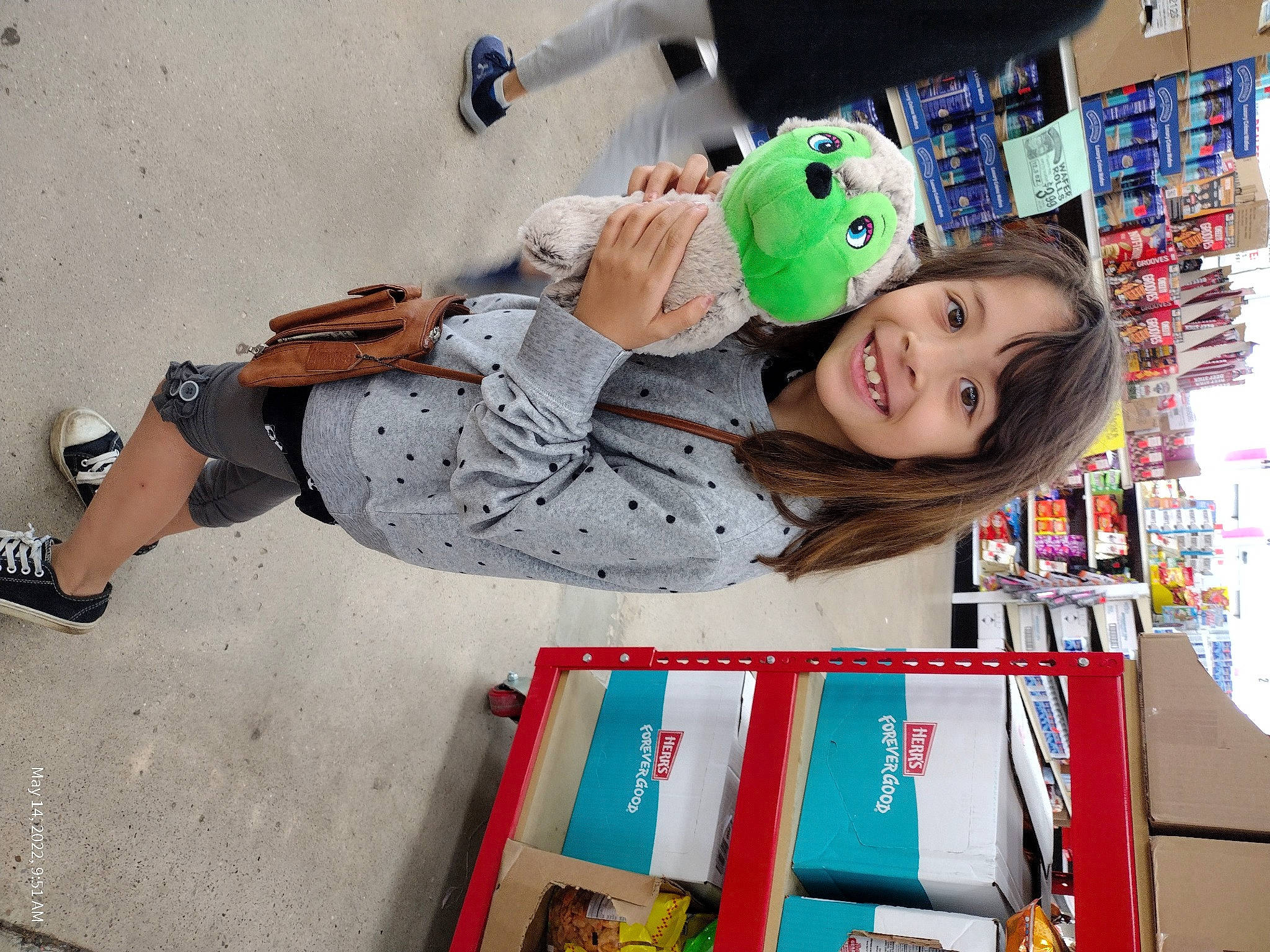 Sabina is registered to the contest to win money with this photo: child, fun, happy, human_leg, joy, leisure, person, play, recreation, room, sitting, smile, street, street_fashion, t_shirt, thigh, toddler, travel, visual_arts