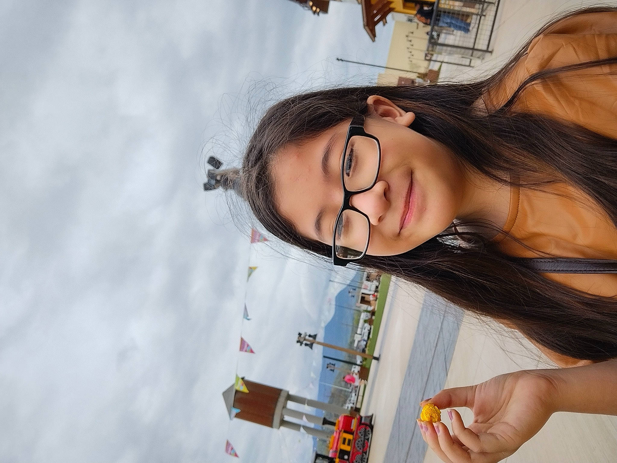 Jessica is registered to the contest to win money with this photo: arm, black_hair, cloud, eye, eyelash, eyewear, flash_photography, fun, glasses, happy, joy, leisure, neck, nose, person, skin, sky, smile, street_fashion, travel