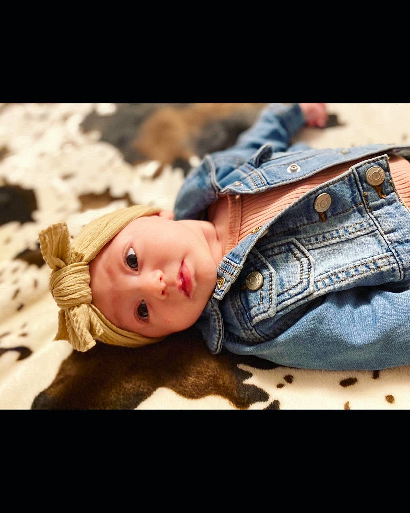 Leia joined the competition — help win amazing prizes! baby, denim, doll, eye, eyelash, flash_photography, fur, hair, headgear, headwear, human_body, jeans, lip, person, plaid, skin, street_fashion, surprise, textile, toddler