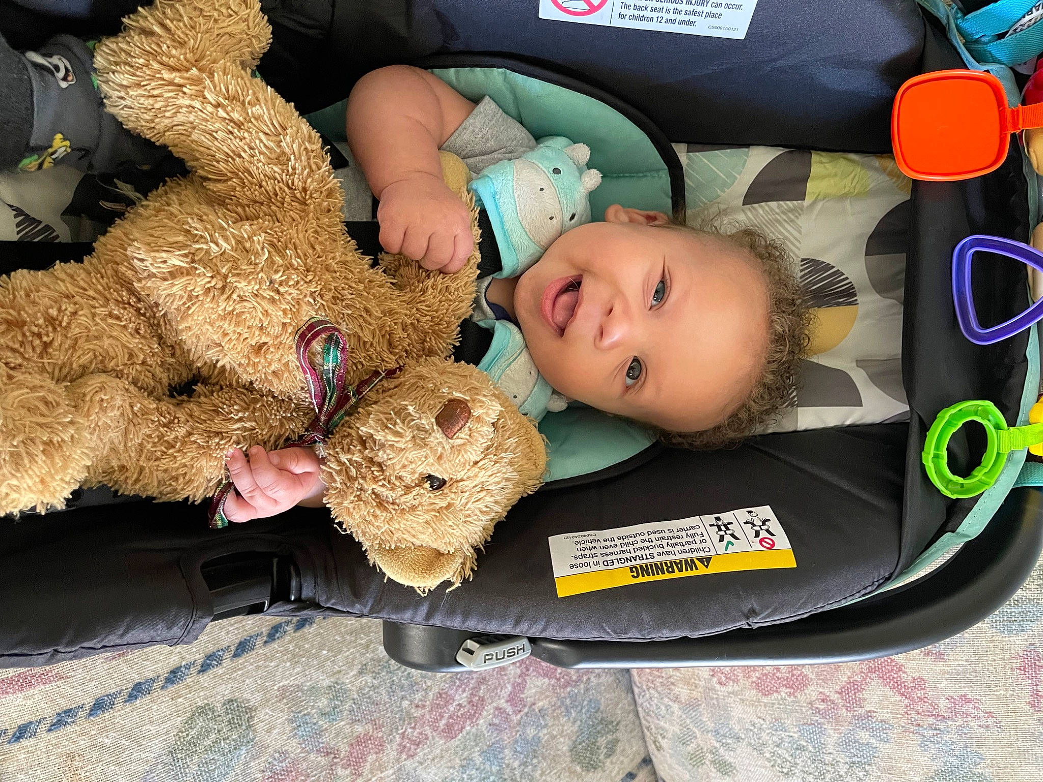 Braylen is registered to the contest to win money with this photo: baby, baby_carriage, baby_products, baby_toddler_clothing, baby_toys, basket, car_seat, child, comfort, doll, fur, headgear, linens, person, plush, smile, stuffed_toy, teddy_bear, toddler, toy