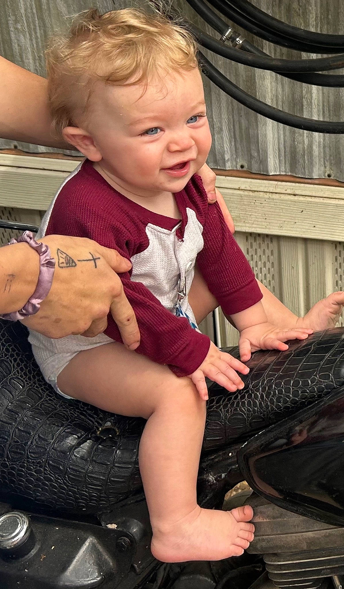 Devin is registered to the contest to win money with this photo: baby, baby_toddler_clothing, beauty, black, cheek, computer_keyboard, eye, finger, flash_photography, hairstyle, happy, human, human_leg, lap, organ, people, person, skin, thigh, toddler