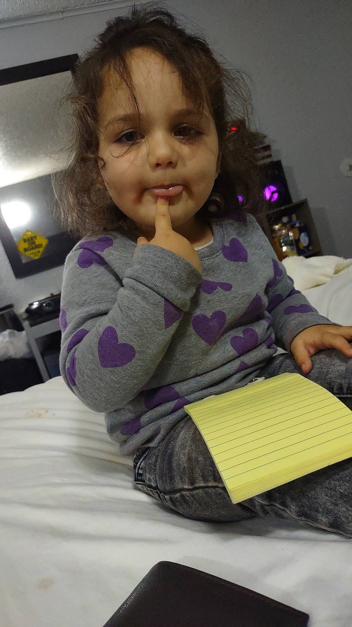 Dianne joined the competition — help win amazing prizes! beauty, car_seat, child, comfort, face, fun, hairstyle, iris, lap, linens, nail, pattern, person, purple, room, sitting, sleeve, thumb, toddler