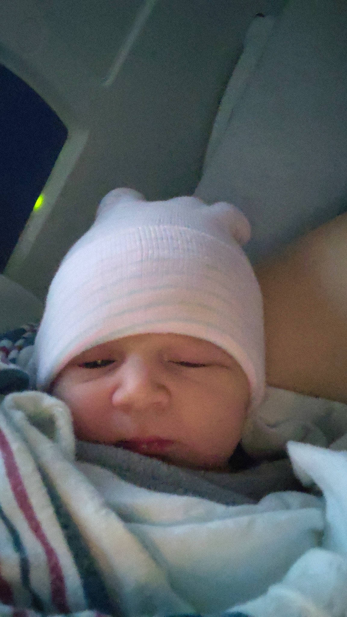 Annabelle is registered to the contest to win money with this photo: baby, baby_products, baby_safety, baby_sleeping, baby_toddler_clothing, bedtime, cheek, child, comfort, eyebrow, hat, headwear, linens, nap, nose, person, portrait_photography, sleep, thumb, toddler