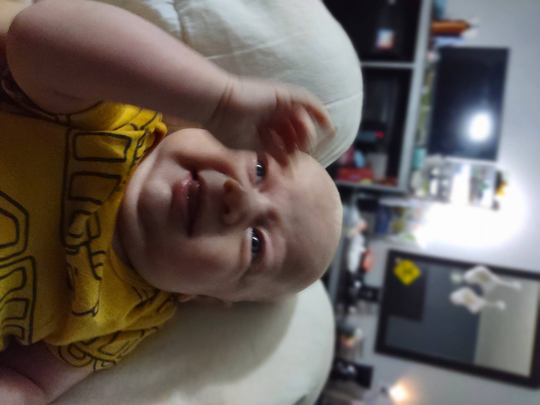 Annabelle is registered to the contest to win money with this photo: baby, cheek, chest, child, ear, eye, eyelash, finger, fun, gesture, happy, jaw, mammal, mouth, neck, nose, person, skin, smile, thumb