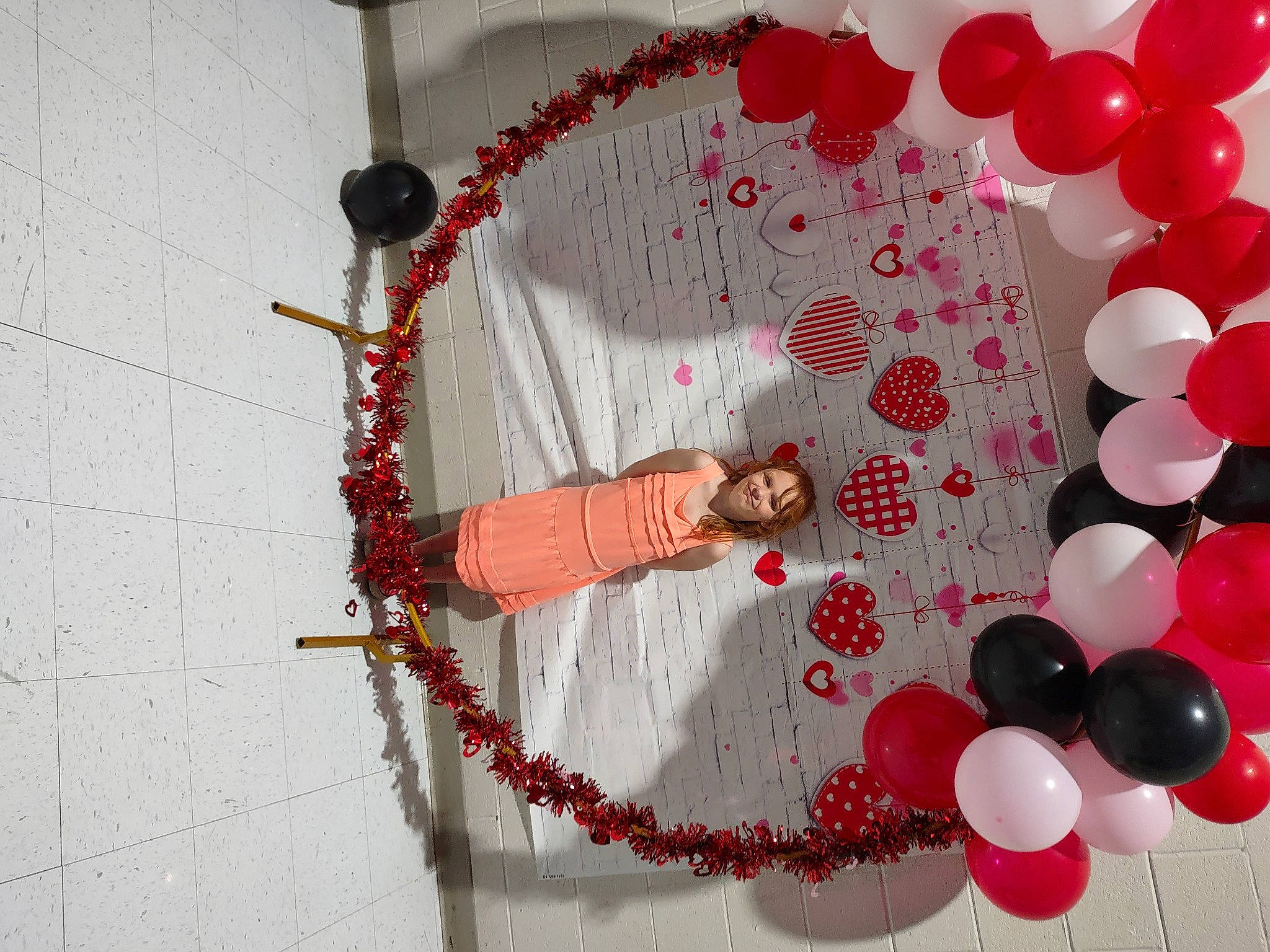 Jasmine is registered to the contest to win money with this photo: art, balloon, carmine, ceiling, circle, decoration, event, fashion_accessory, happy, holiday, joy, magenta, party_supply, pattern, peach, person, petal, pink, plant, red