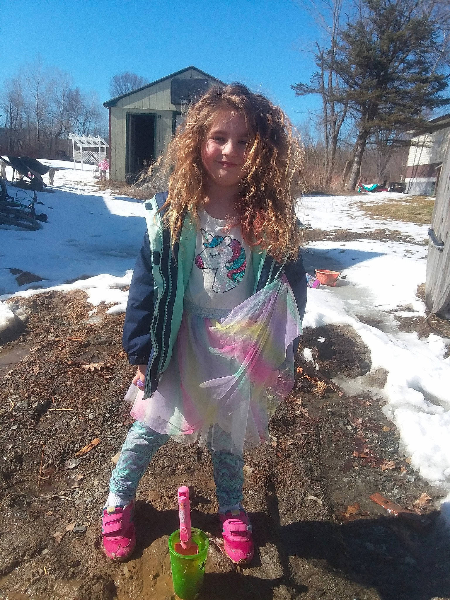 Lily-ann joined the competition — help win amazing prizes! child, jacket, joy, outerwear, person, plant, soil, tree, winter