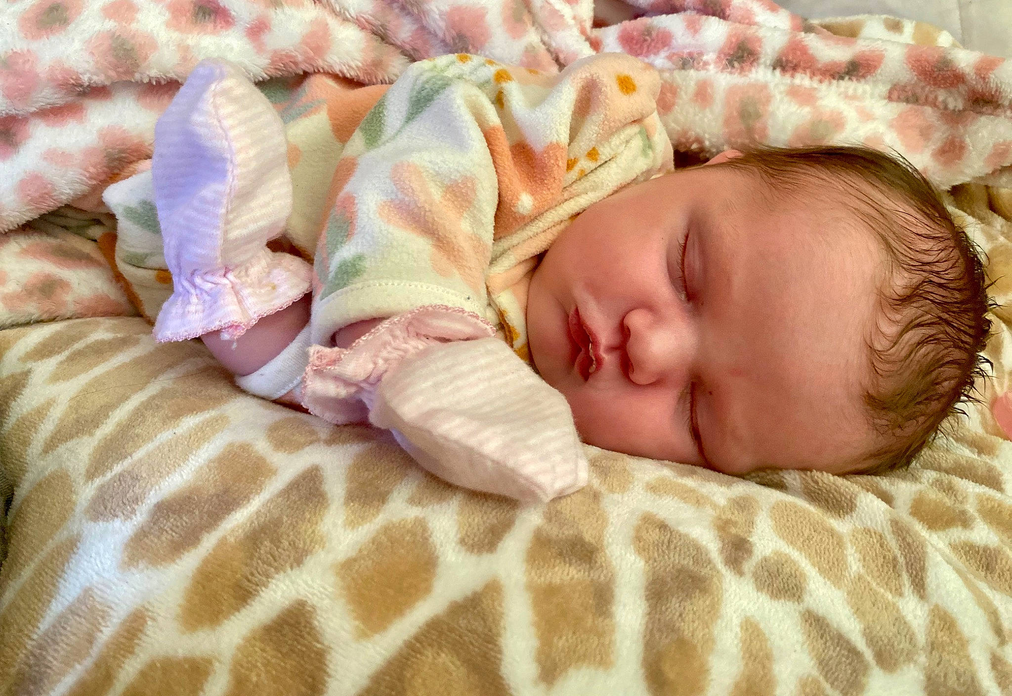 Scarlett joined the competition — help win amazing prizes! baby, baby_sleeping, baby_toddler_clothing, bedding, bedtime, cheek, child, comfort, eye, flesh, fur, linens, nap, pattern, peach, person, skin, sleep, sleeve, textile