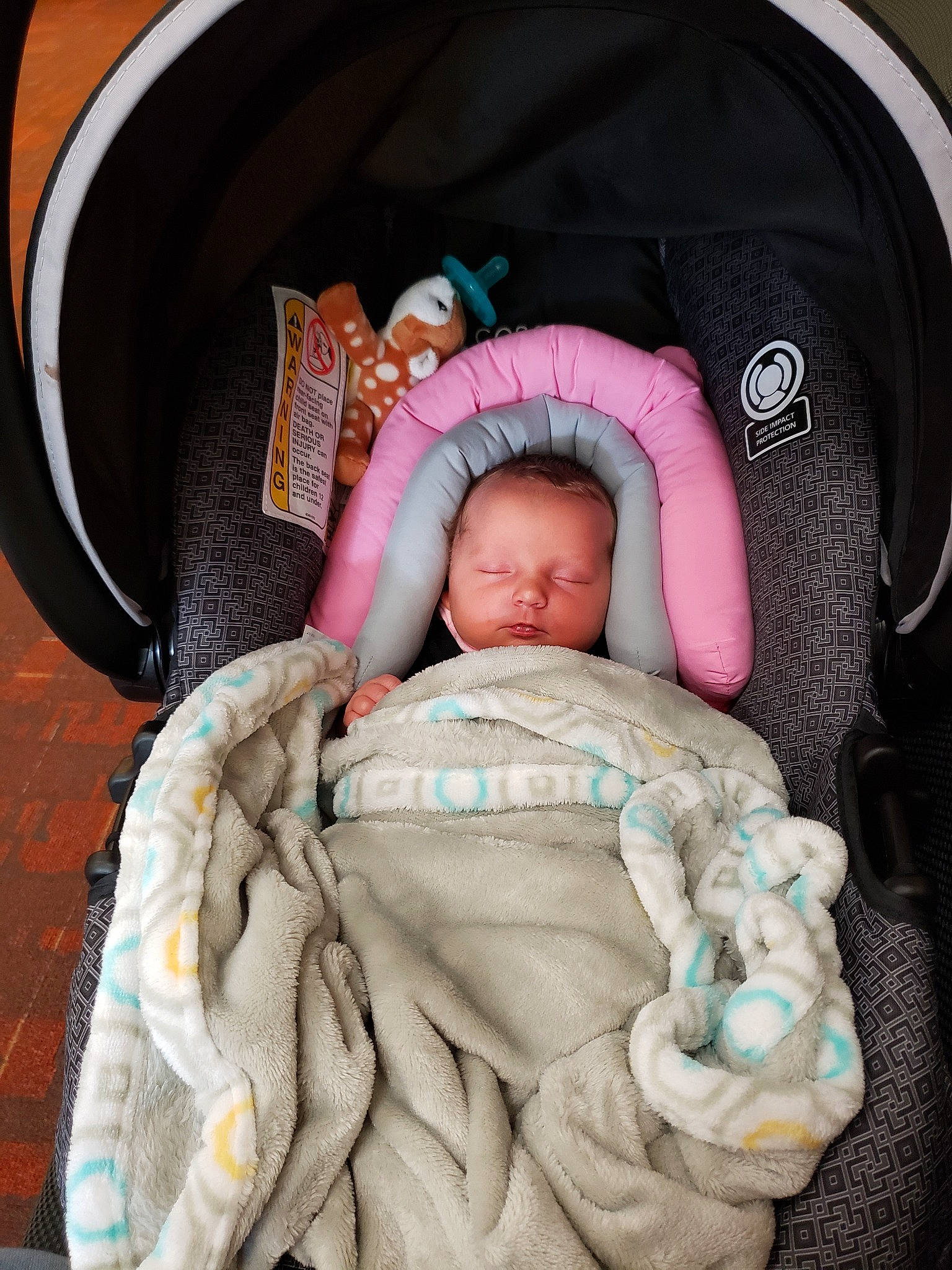 Annaliese is registered to the contest to win money with this photo: baby, baby_carriage, baby_in_car_seat, baby_products, car_seat, child, comfort, infant_bed, person, pink, product, toddler