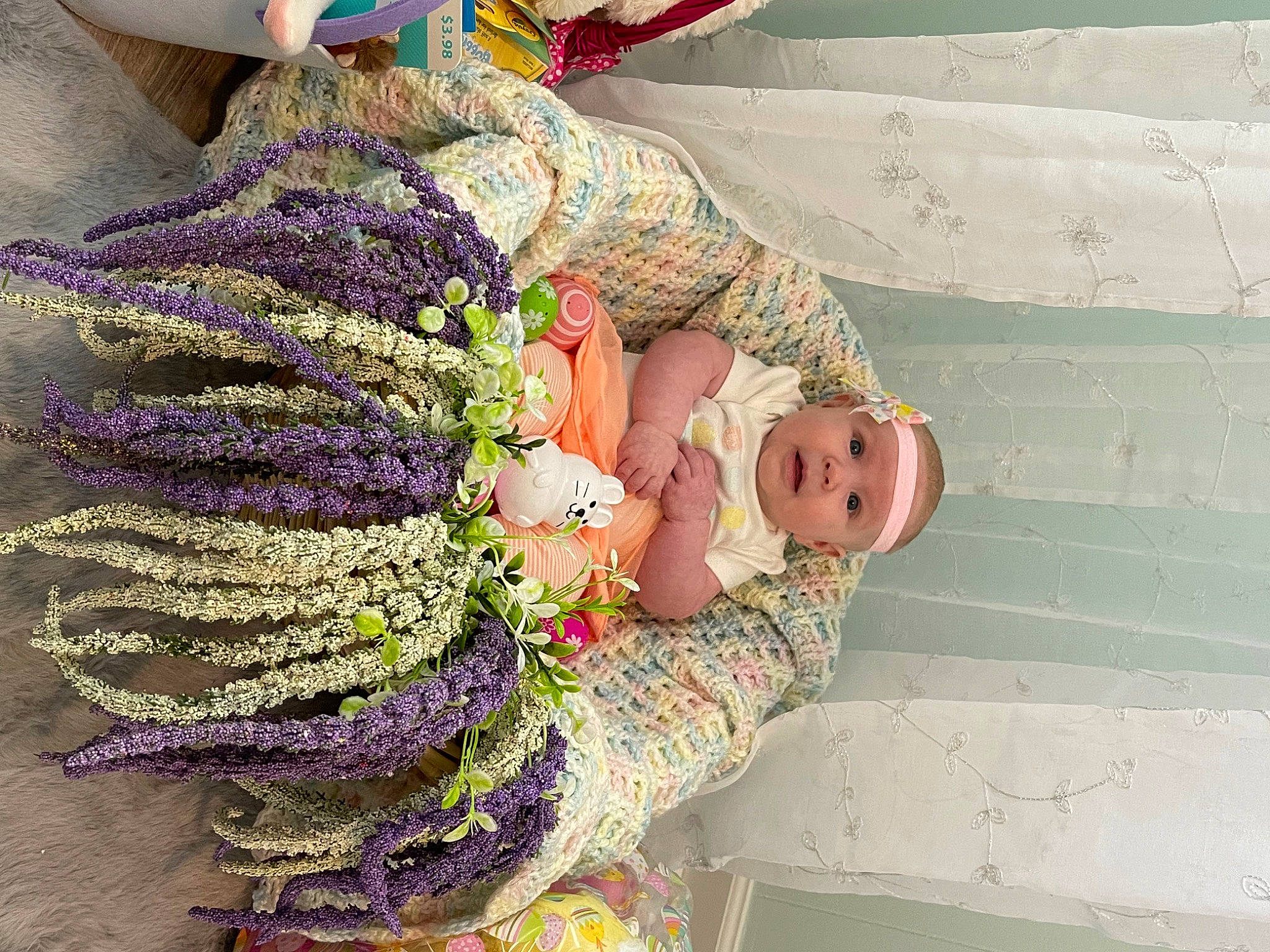 Lillian is registered to the contest to win money with this photo: baby, baby_toddler_clothing, craft, creative_arts, fashion_accessory, finger, glove, headwear, knitting, magenta, nail, pattern, person, pink, textile, thread, thumb, toddler, wool, woolen
