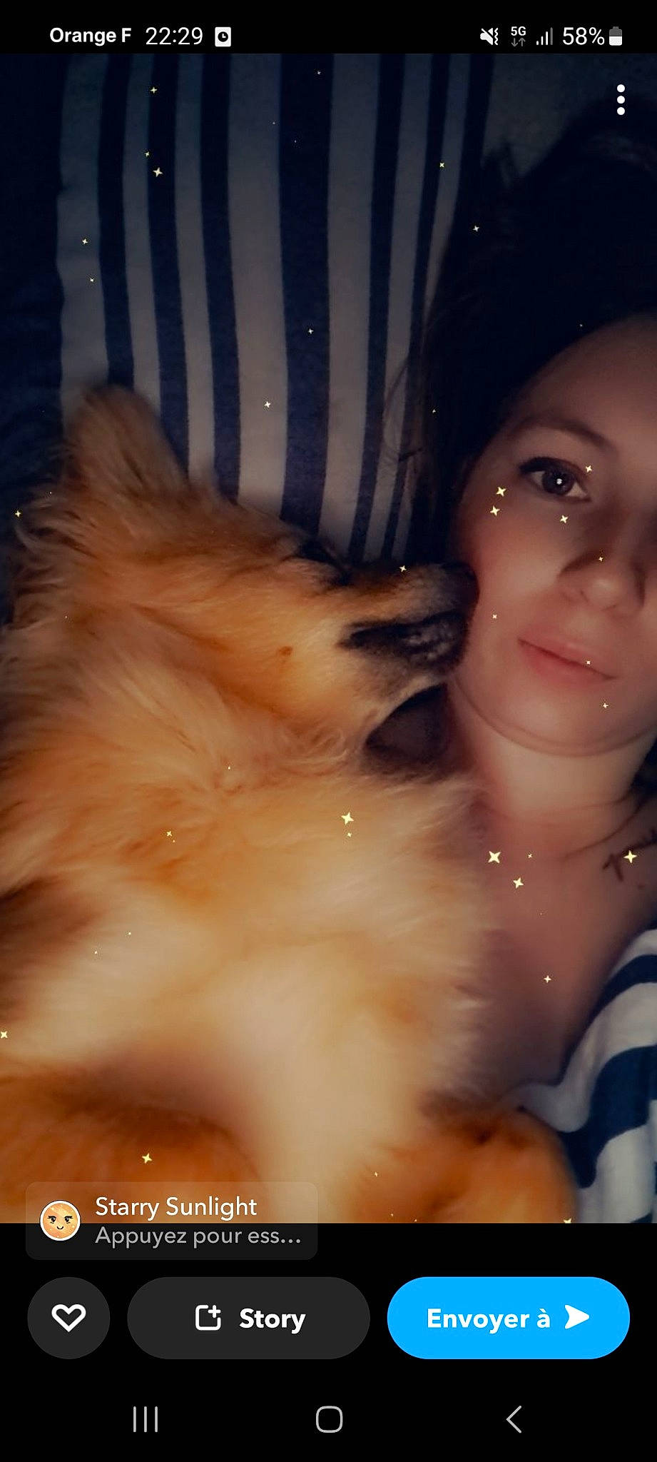 Sally a rejoint le concours — aidez-le/la à gagner de superbes lots ! bangs, brown_hair, chest, electric_blue, eyebrow, eyelash, eyewear, fashion_design, flash_photography, flesh, fun, fur, gesture, happy, jewellery, lip, lipstick, long_hair, nose, selfie