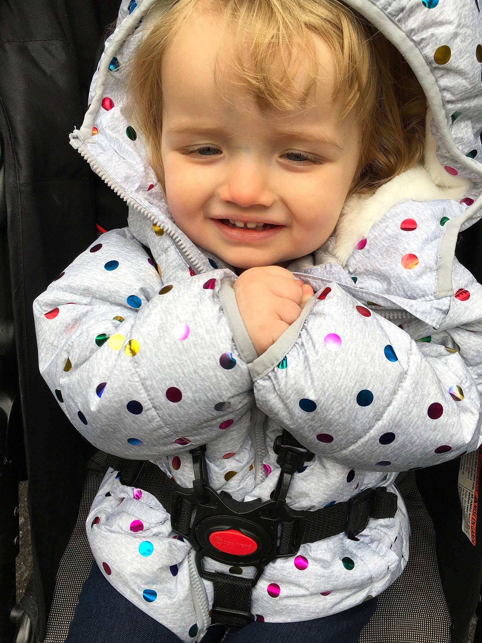 Julianne joined the competition — help win amazing prizes! baby, cheek, child, design, eye, joy, outerwear, pattern, person, pink, skin, toddler