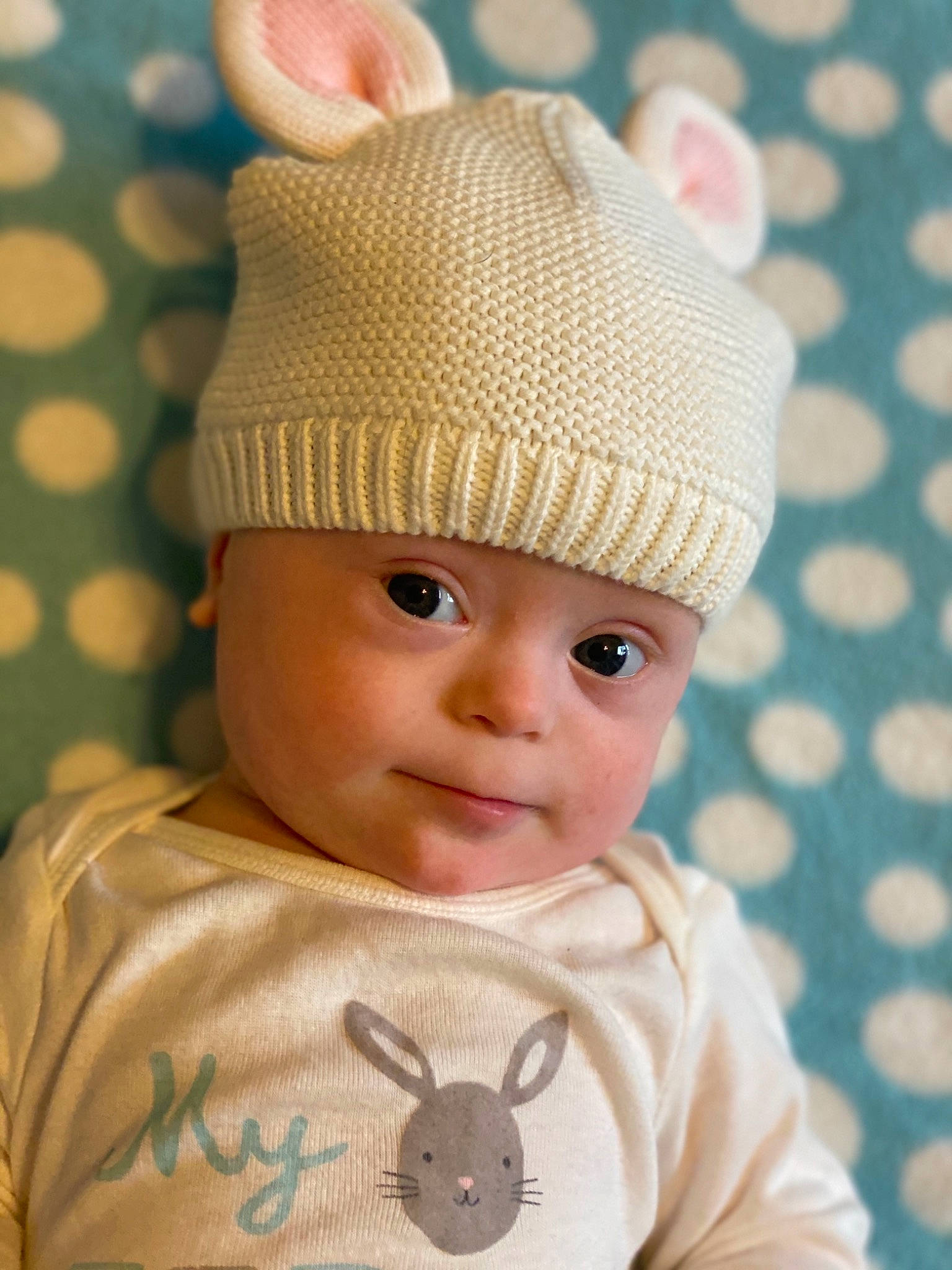 Carsen joined the competition — help win amazing prizes! baby, baby_toddler_clothing, beanie, beige, bonnet, cap, child, clothing, ear, fashion_accessory, fawn, hat, headgear, headwear, knit_cap, person, product, skin, toddler, wool