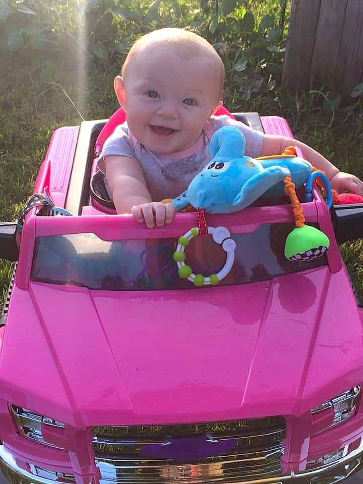 Irene joined the competition — help win amazing prizes! car, child, hood, joy, magenta, person, pink, vehicle