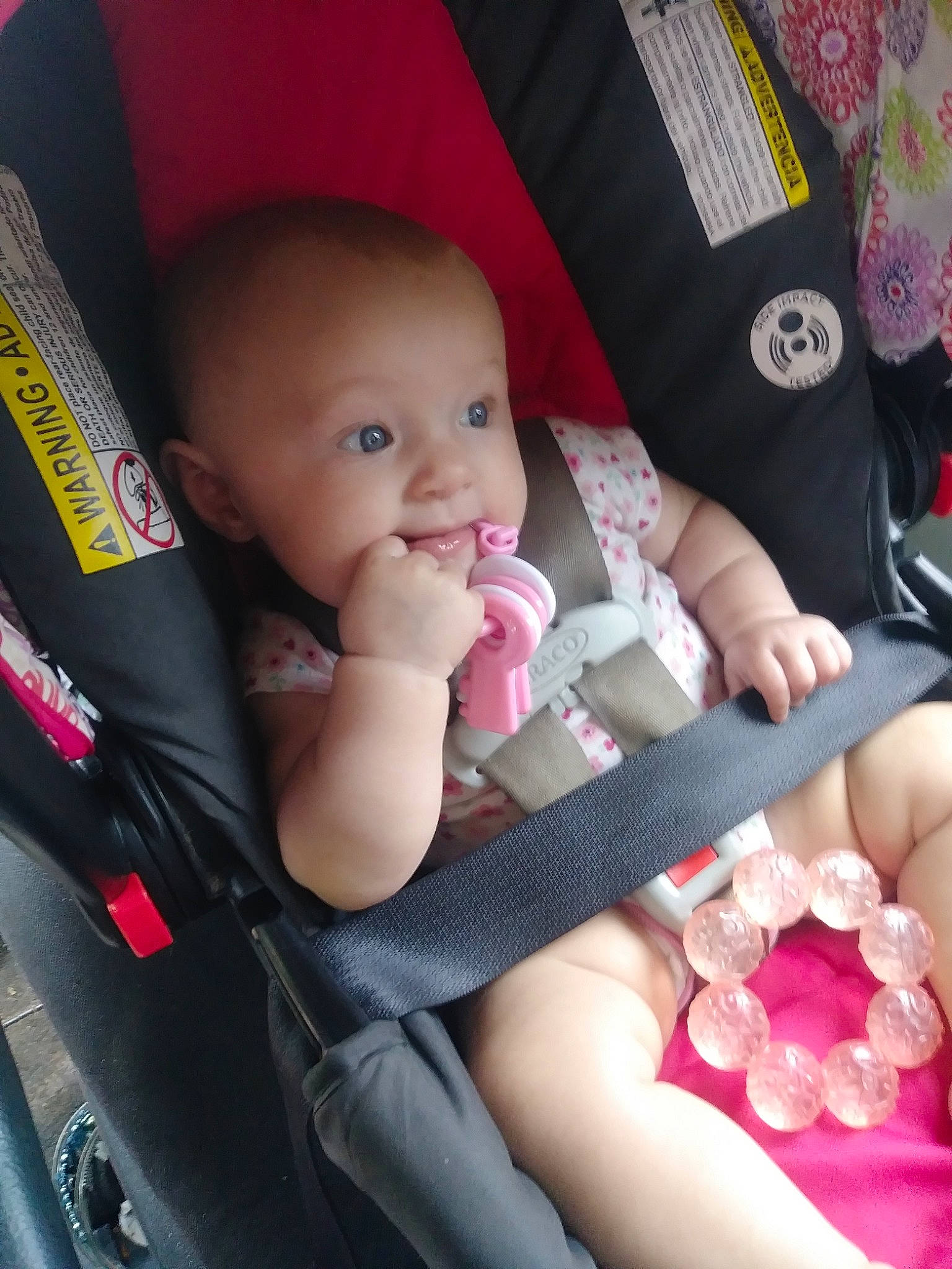 Irene is registered to the contest to win money with this photo: baby, baby_carriage, baby_products, car_seat, cheek, child, finger, joy, lap, leg, nail, person, pink, product, sitting, skin, thigh, toddler, vacation