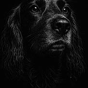 Belle a rejoint le concours — aidez-le/la à gagner de superbes lots ! animal, black_and_white, canine, close_up, dark_background, detailed, dog, droplets, expression, eyes, fur, headshot, moody, nose, pet, portrait, studio_lighting, texture, wet_fur, whiskers