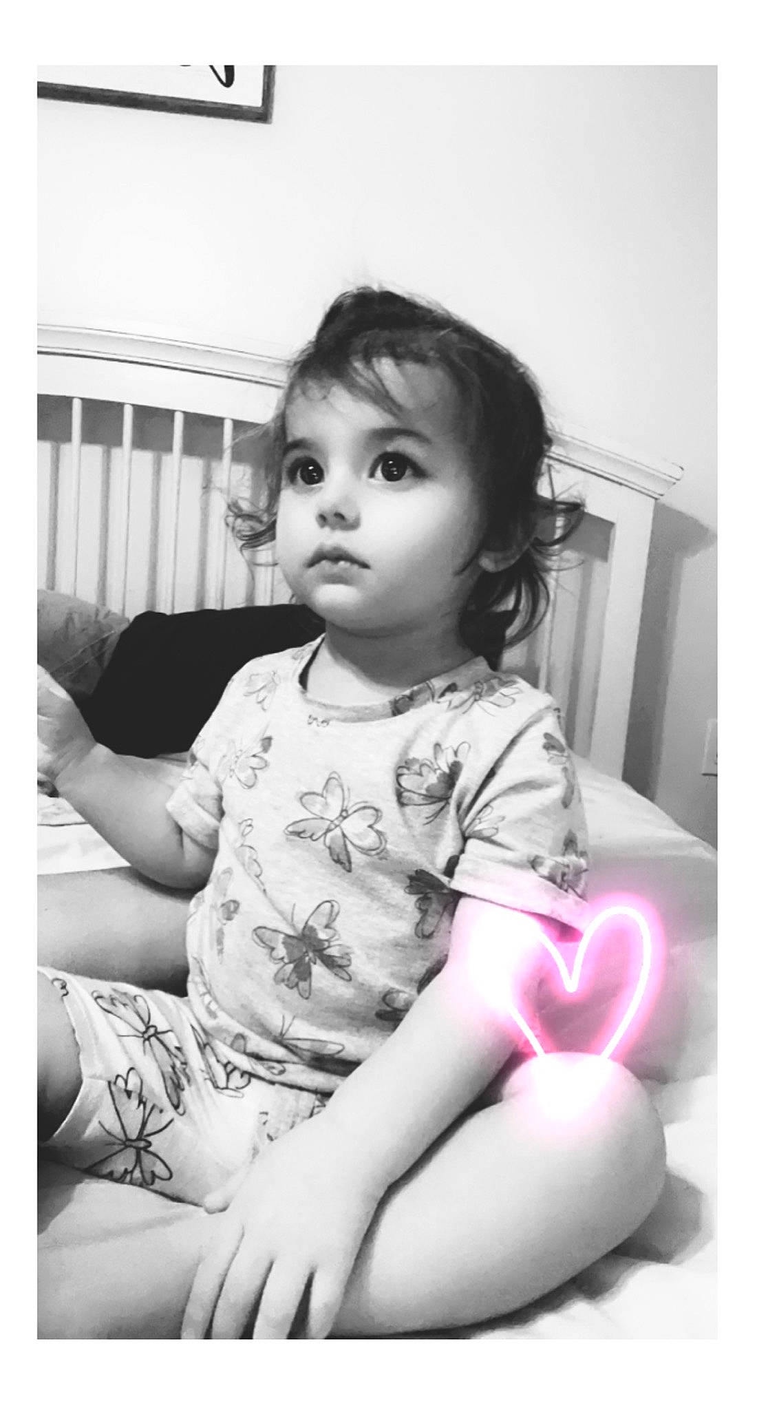 Magnolia is registered to the contest to win money with this photo: baby_toddler_clothing, beauty, black, black_and_white, black_hair, cheek, elbow, flash_photography, happy, human_leg, iris, monochrome, monochrome_photography, person, shoulder, skin, sleeve, style, thigh, toddler