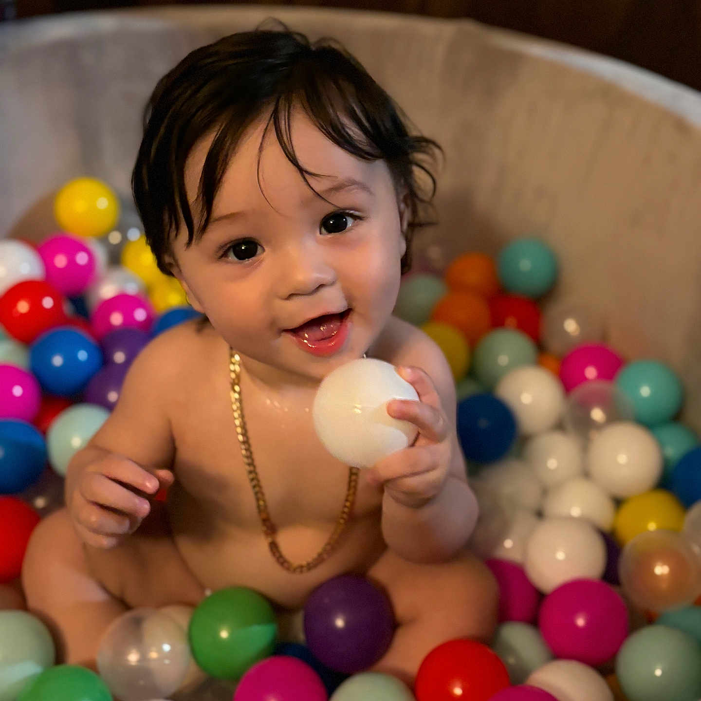 Daniel joined the competition — help win amazing prizes! accessories, baby, balloon, bathing, bathtub, bead, bodypart, candy, couch, face, finger, food, hand, head, jewelry, necklace, person, sphere, sweets, tub