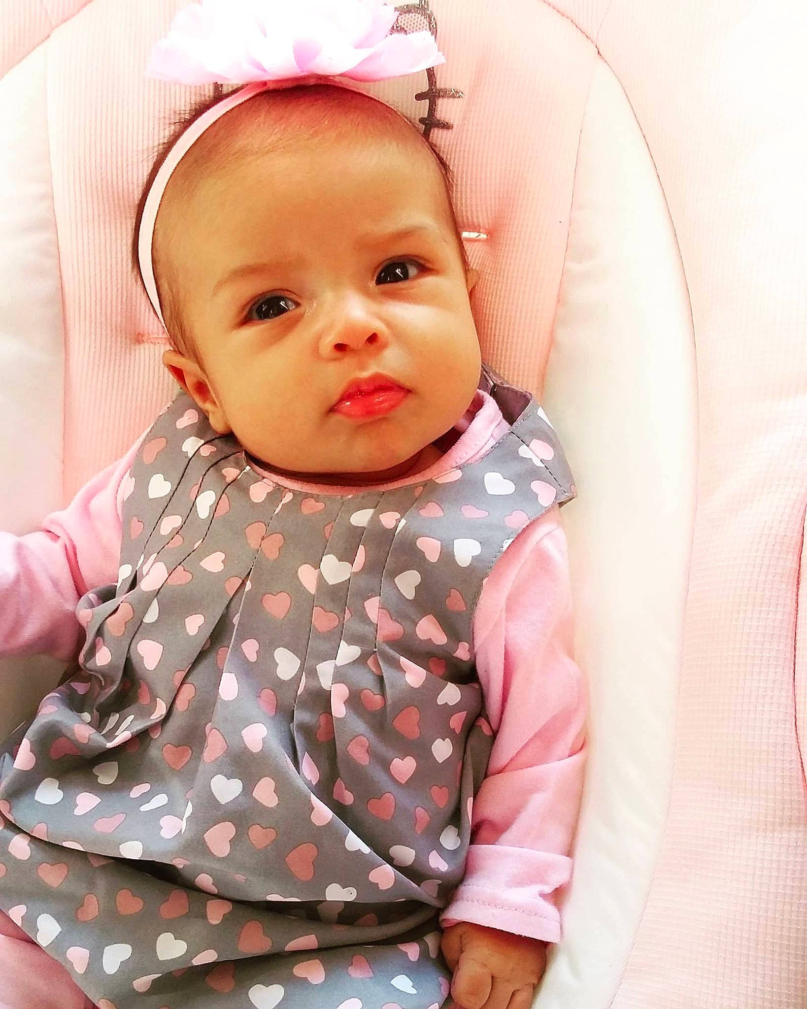 Milarose participe au concours pour gagner de l'argent avec cette photo : cheek, child, child_model, face, girl, head, infant, person, pink, plaid, product, skin, smile, textile, toddler