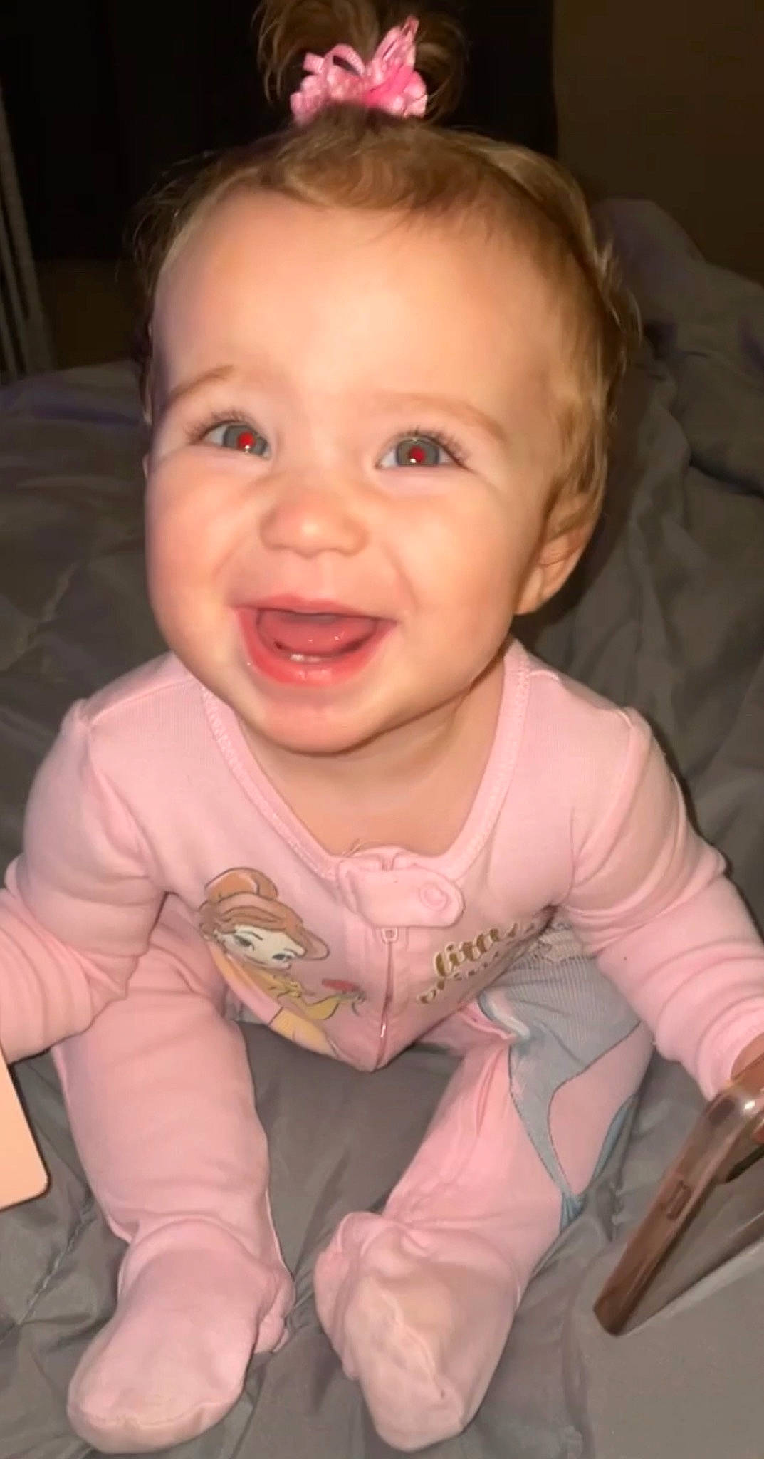 Avalee is registered to the contest to win money with this photo: arm, baby, baby_toddler_clothing, cheek, chin, ear, eye, eyebrow, face, human_body, iris, lip, mouth, nose, organ, person, skin, sleeve, smile, textile